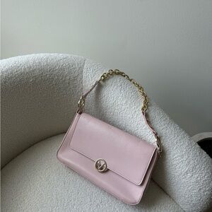 Pink and Gold Shoulder Bag with Chain Strap